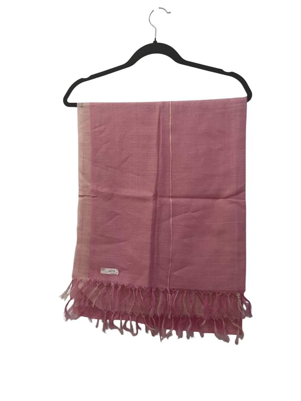 NEW Indian Lightweight Wool Silk Blend Pink Woven Fringed Scarf Dupatta